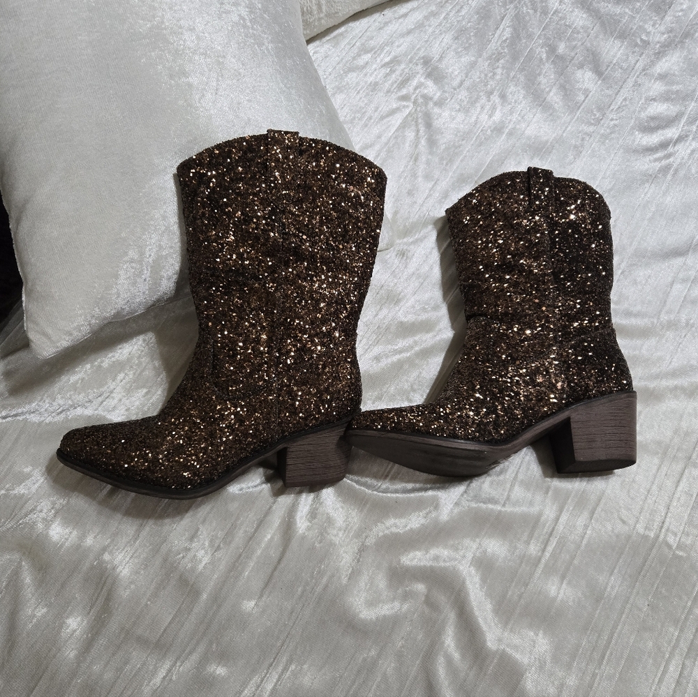 Brown Sparkle Womens Boots By Pierre Dumas Size 8 EUC!! - Picture 5 of 12